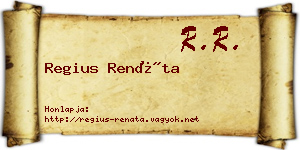 Regius Renáta névjegykártya